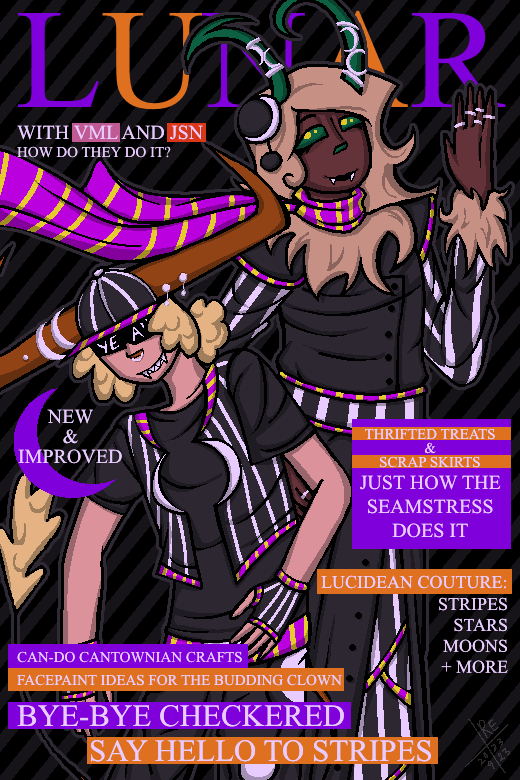 A digital drawing of Vaxory Marylonde and Jeffory Stritram, posing for LUNAR’s September Issue.